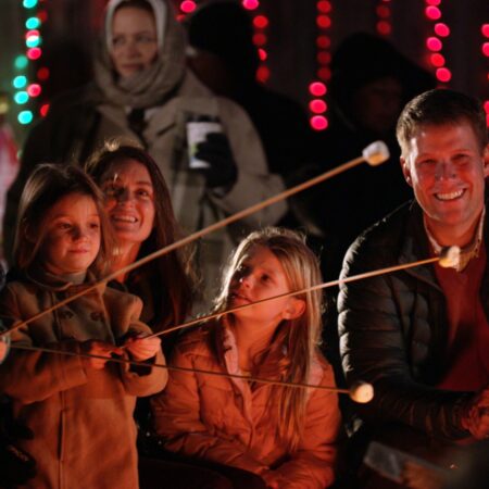 Adventureparkattalonfalls Tour Children Roasting Marshmallows Festive Lights