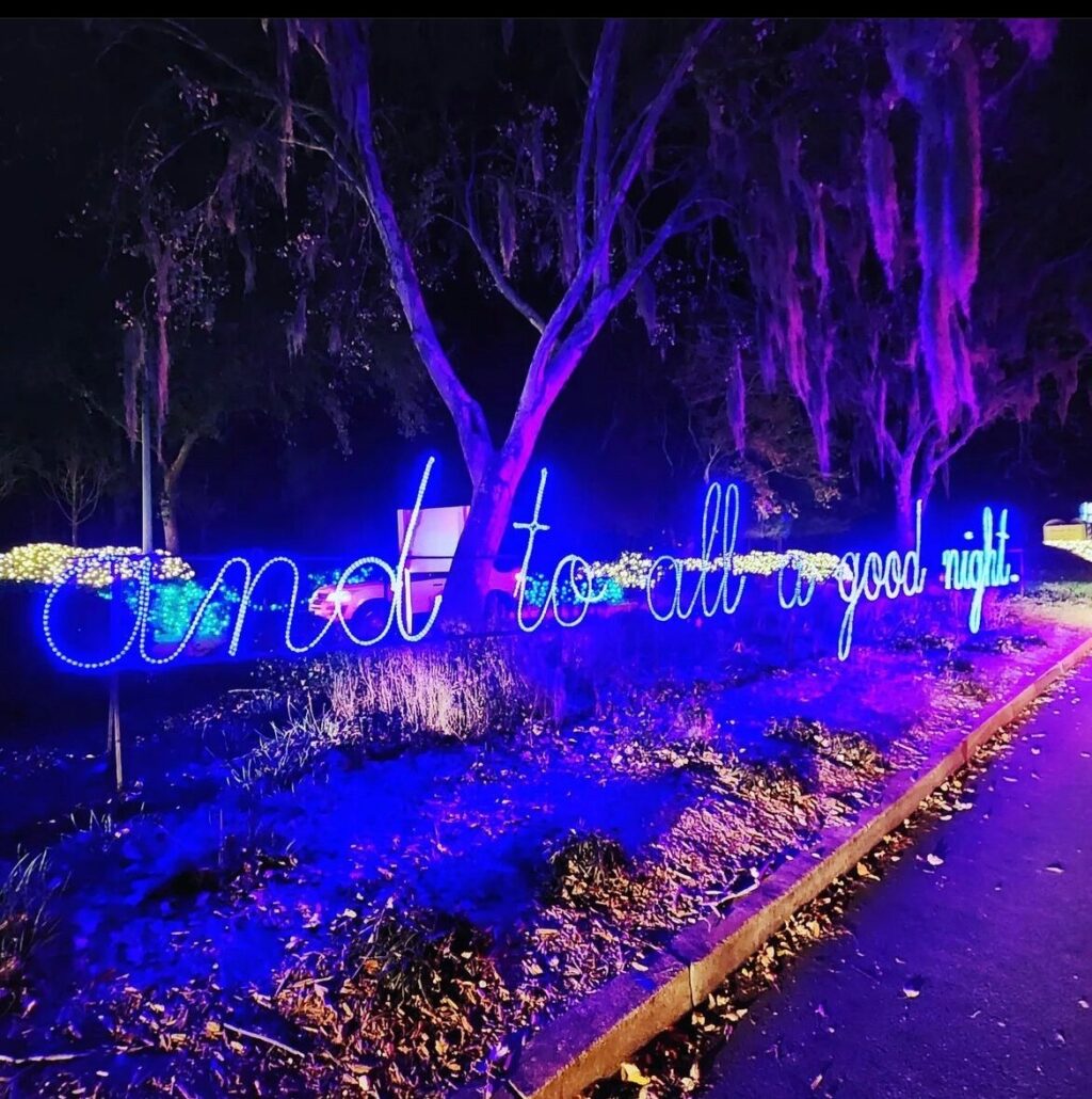 Adventuresightseeing Tour Blue Light Sign Good Night