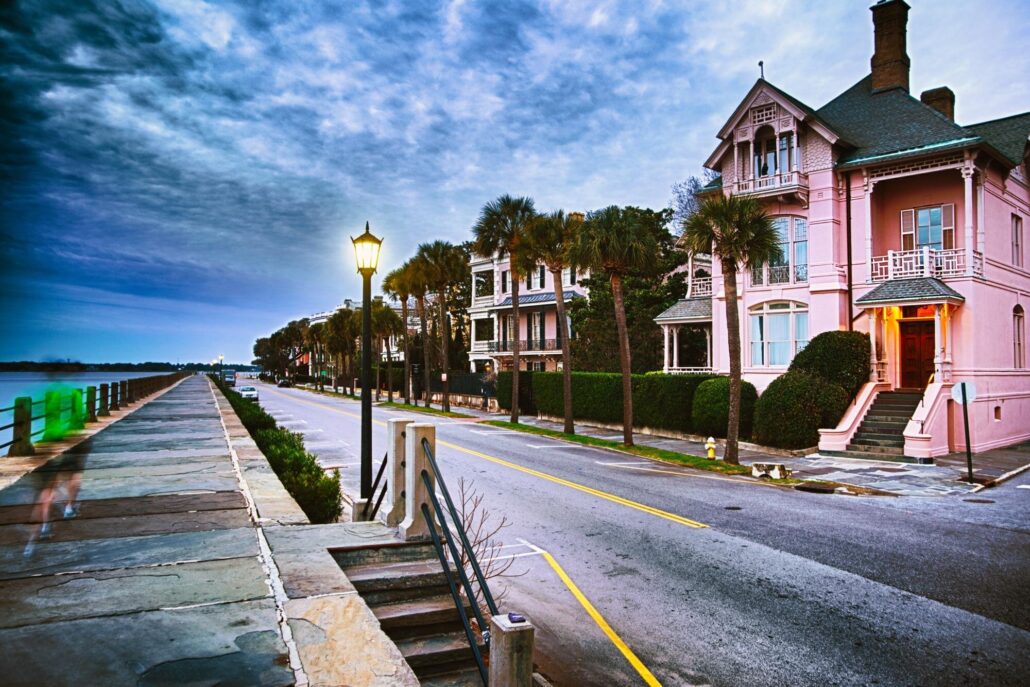 Adventuresightseeing Tour Pink Victorian House Palm Trees Sidewalk