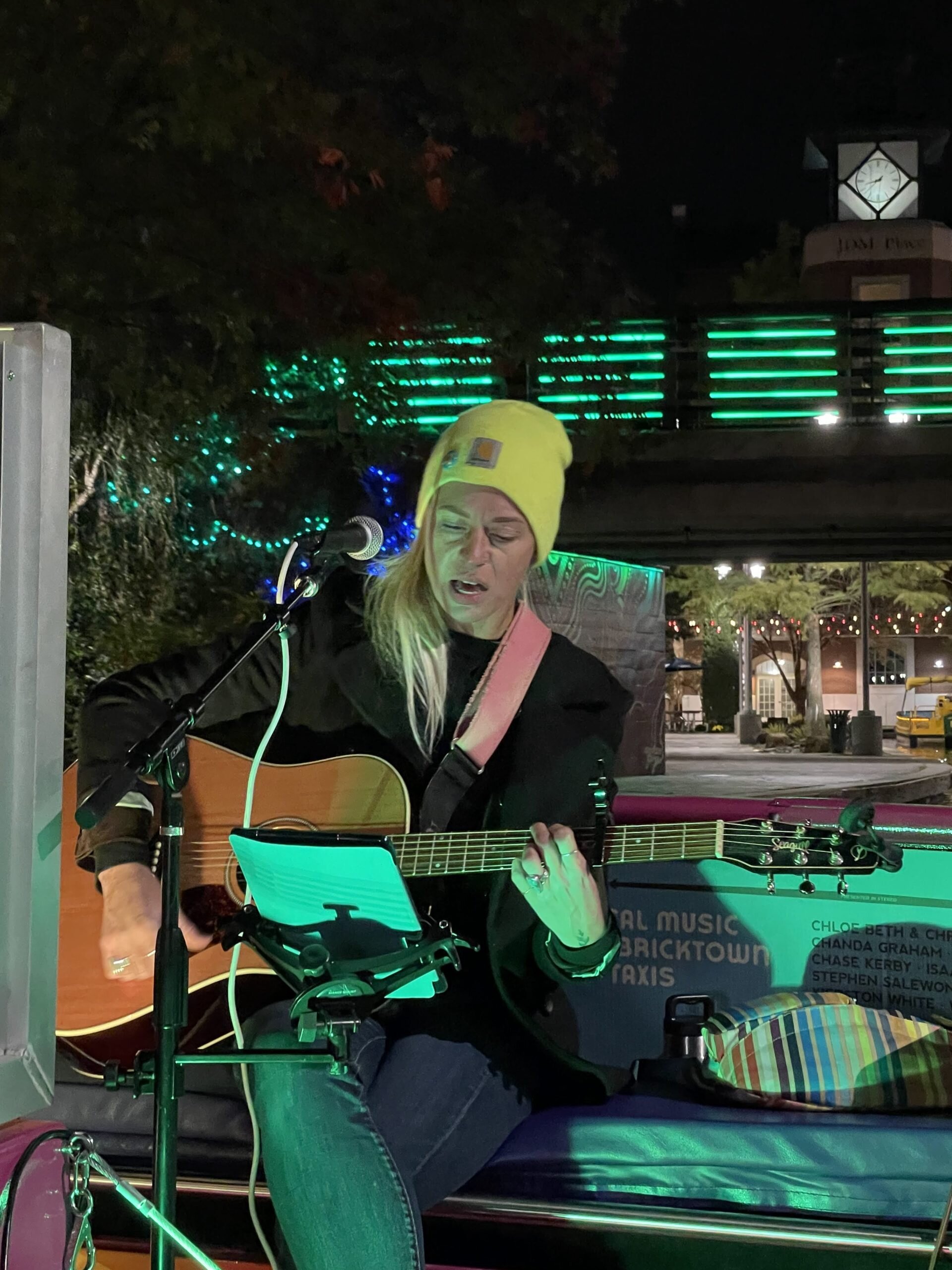 Artafloatokc Tour Musician Guitar Yellow Beanie Night