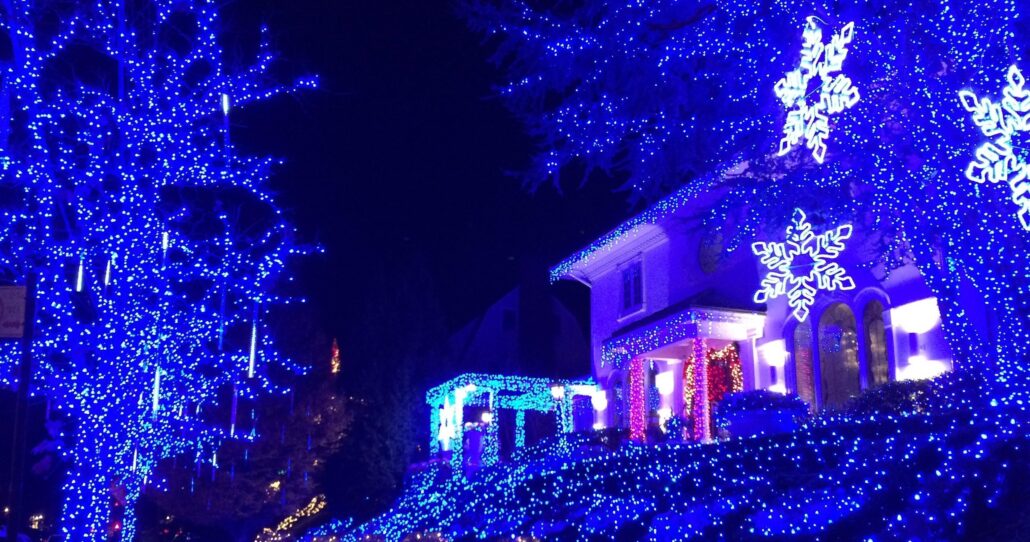 Asliceofbrooklyn Tour Blue Lights Snowflakes House