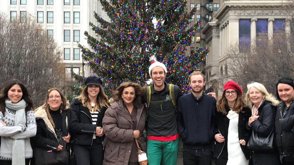 Bobbysbikehike Tour Holiday Group Photo Christmas Tree