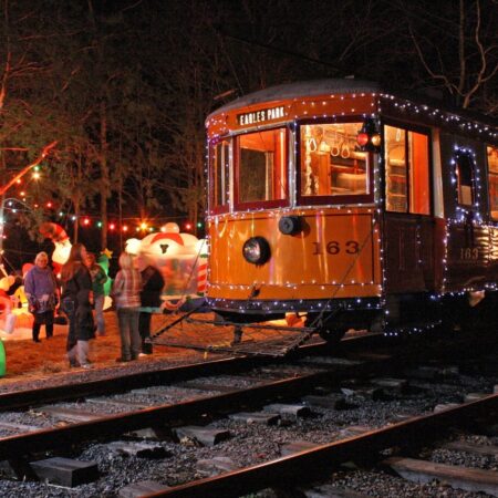 Eastbroadtop Tour Decorated Train Night Park