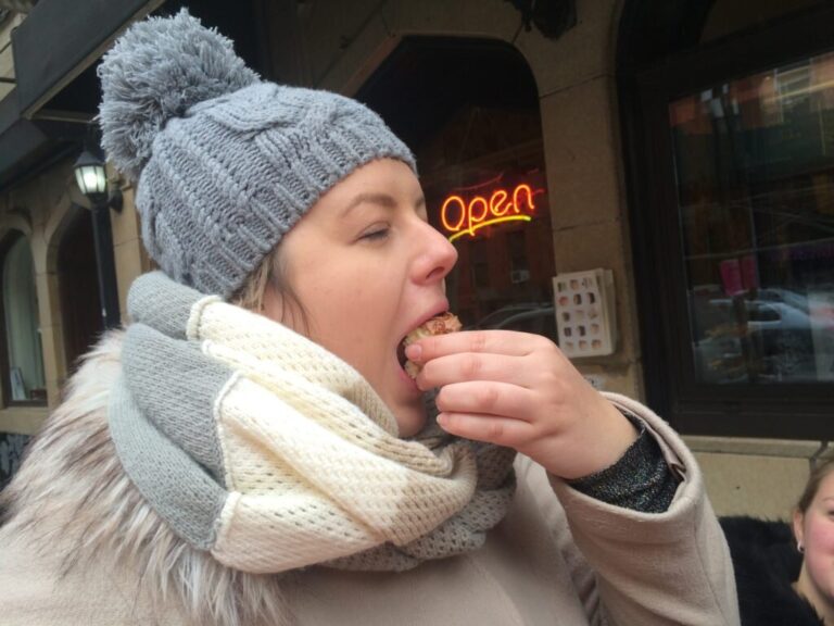 Foodonfoottours Tour Woman Eating Sweet Treat Winter Clothing