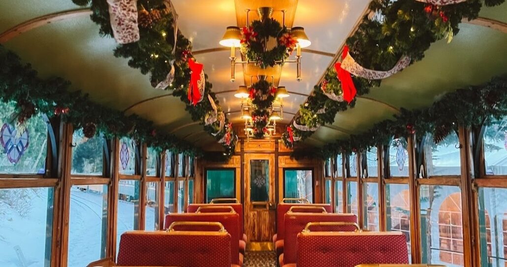 Georgetownlooprr Tour Festive Train Interior Holiday Decorations