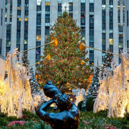 Horsecarriage Tour Holiday Tree Lighted Angel Sculptures