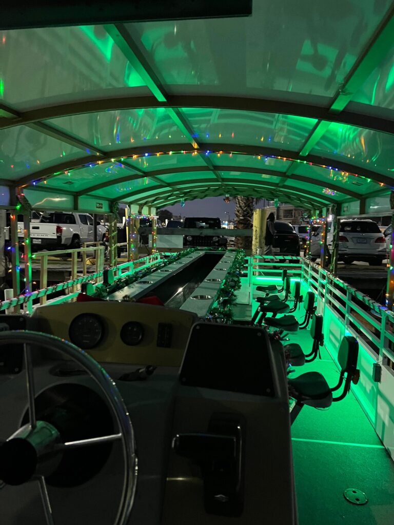 houstonpedalbarge_tour-boat-tour-interior-green-lights Houstonpedalbarge Tour Boat Tour Interior Green Lights