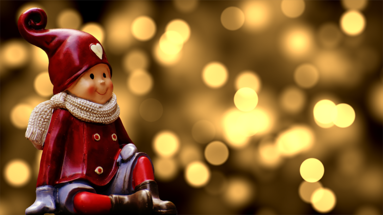 Littleeasytours Tour Christmas Elf Figurine Golden Bokeh