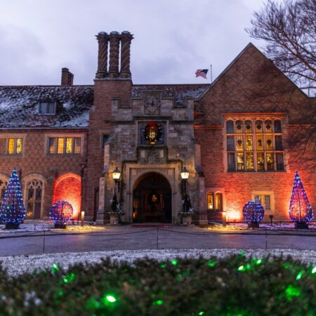 Meadowbrookhall Tour Christmas House Lit Trees Snow