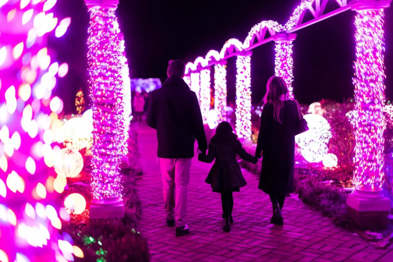 Meadowbrookhall Tour Family Pink Lights Path