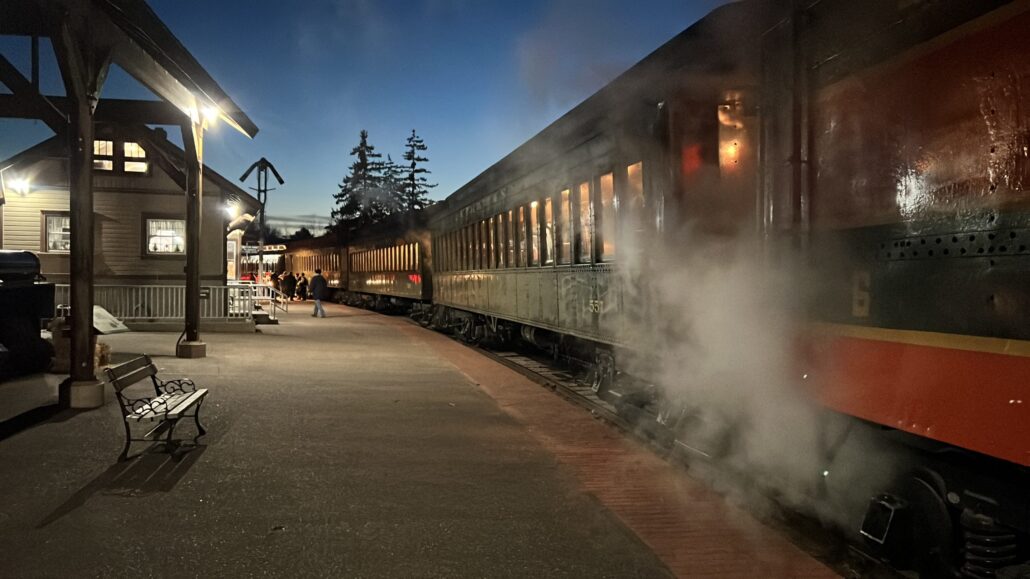 Midcontinent Tour Train Station Night Steam