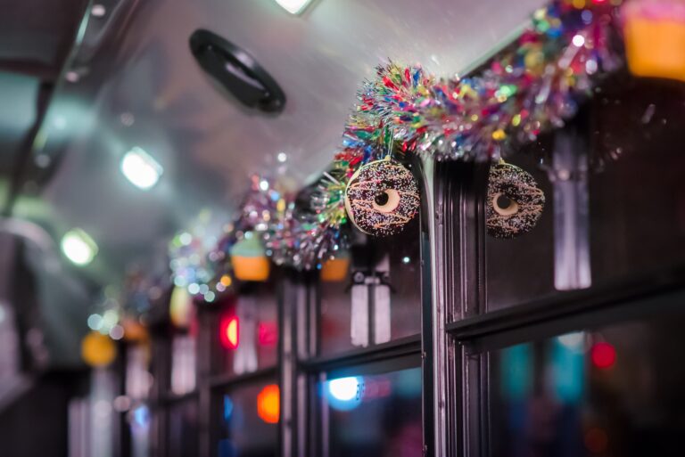 Milwaukeecitytours Tour Decorated Bus Interior Donut Tinsel