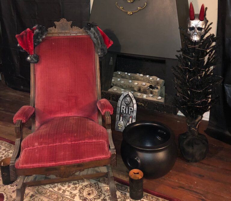 Mysticghostrides Tour Red Chair Skull Candle Cauldrons