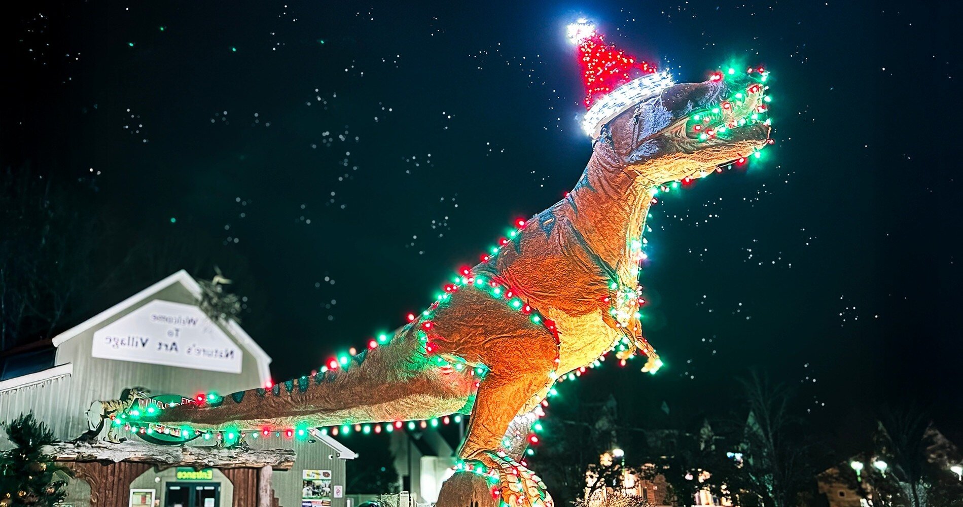 naturesartvillage_tour-dinosaur-christmas-lights-night Naturesartvillage Tour Dinosaur Christmas Lights Night