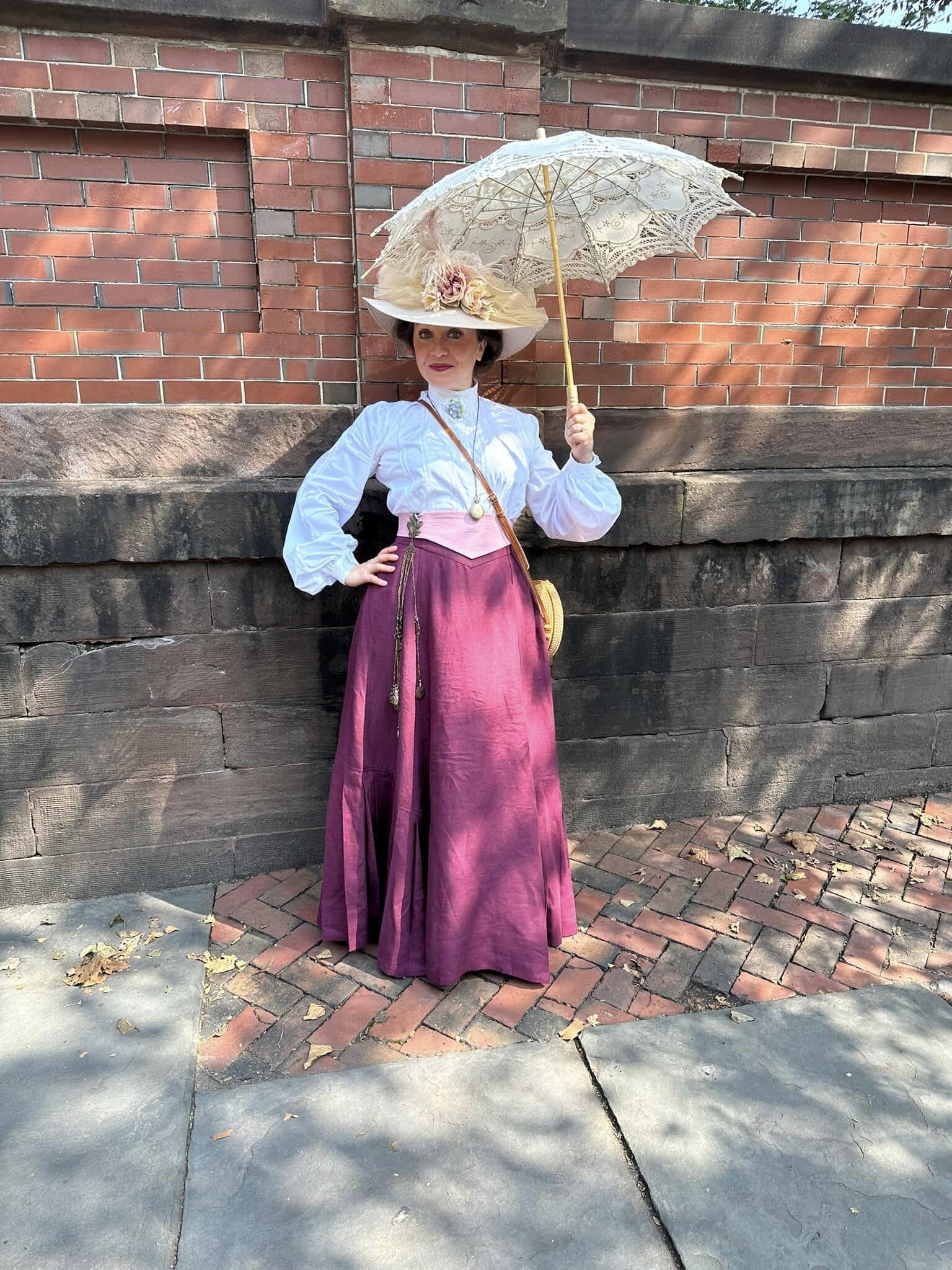 Providenceghosttour Tour Woman Vintage Dress Parasol Brick Wall