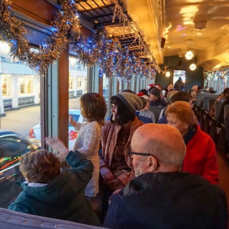 Roaringcamp Tour Train Passengers Decorated Windows