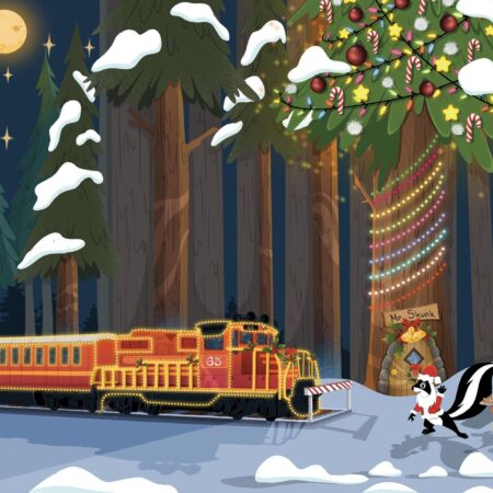 Skunktrain Tour Train Snowy Forest Christmas