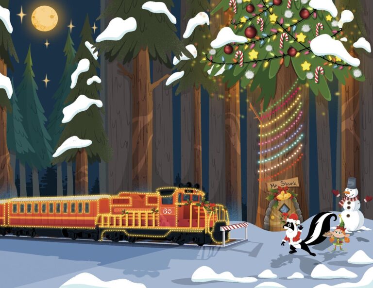 Skunktrain Tour Train Snowy Forest Christmas