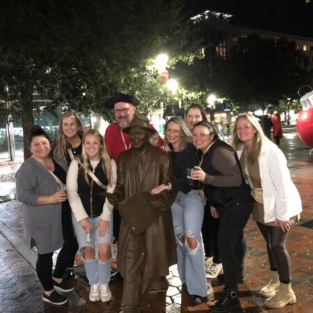 Spookysavannahghosttours Tour Group Photo Statue Night
