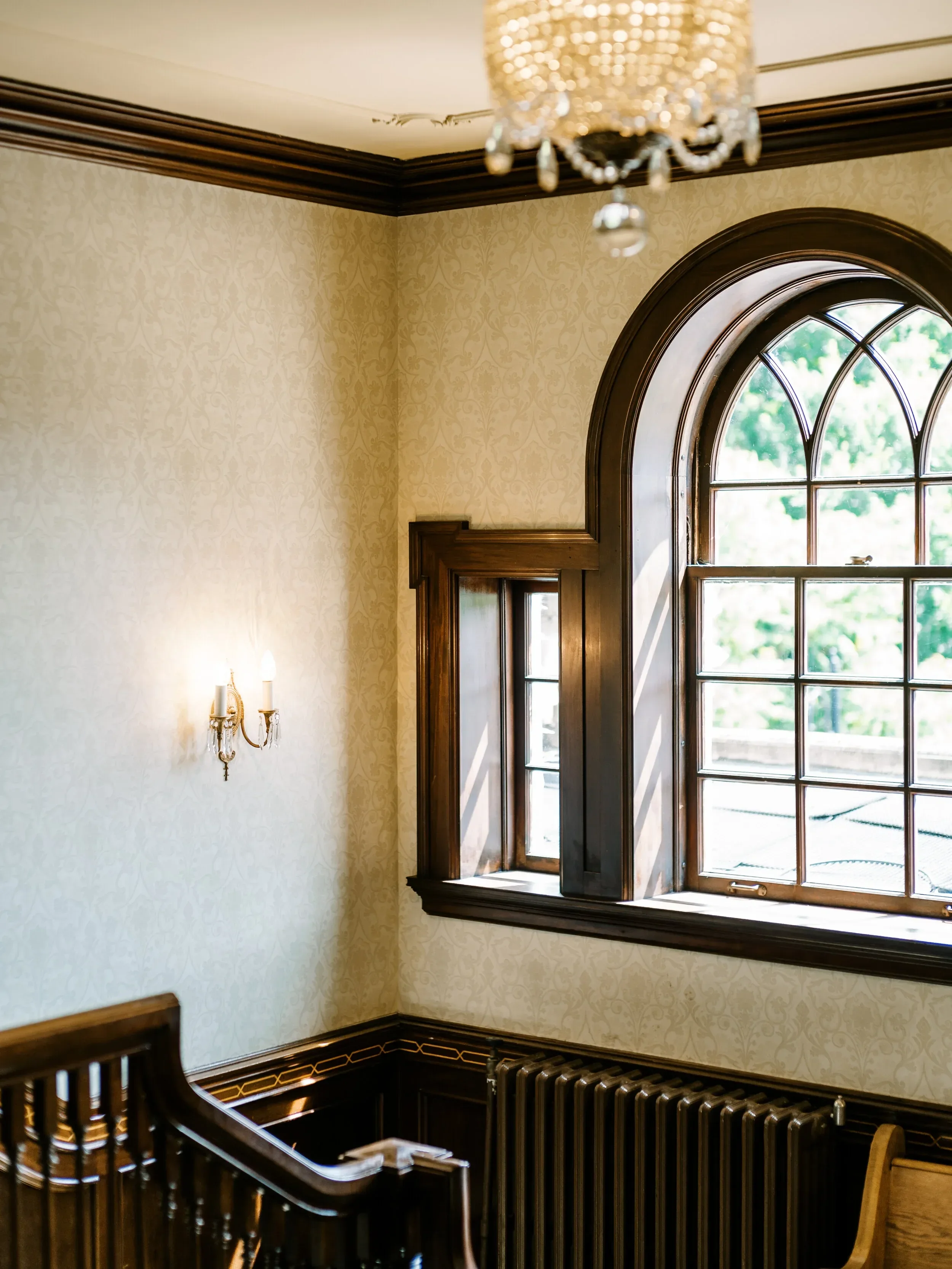 thefeltestate_tour-ornate-window-chandelier-wood-paneling Thefeltestate Tour Ornate Window Chandelier Wood Paneling