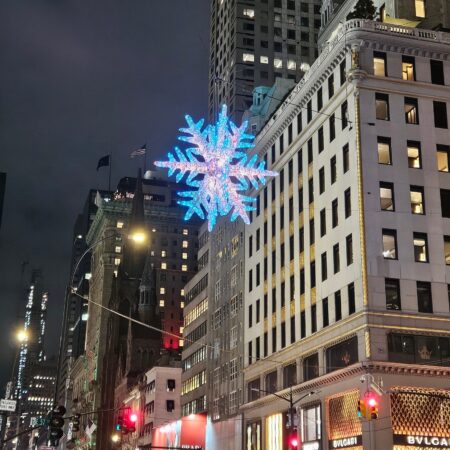 Walksnyc Tour City Street Night Snowflake Lights