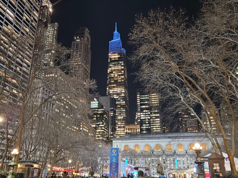 Walksnyc Tour Nighttime Cityscape Trees Skyscrapers