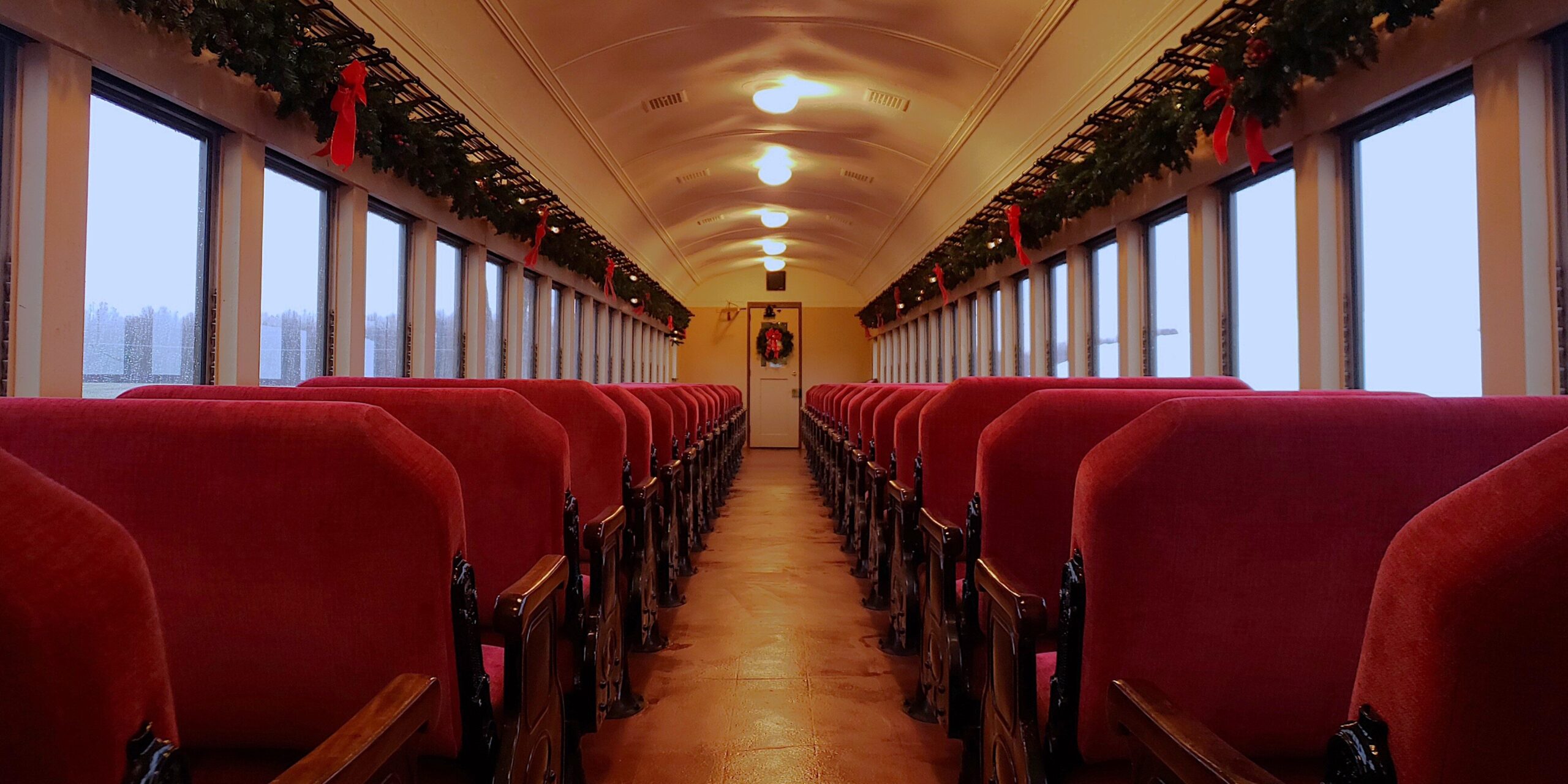 Woodstowncentral Tour Train Car Red Seats Holiday Decorations