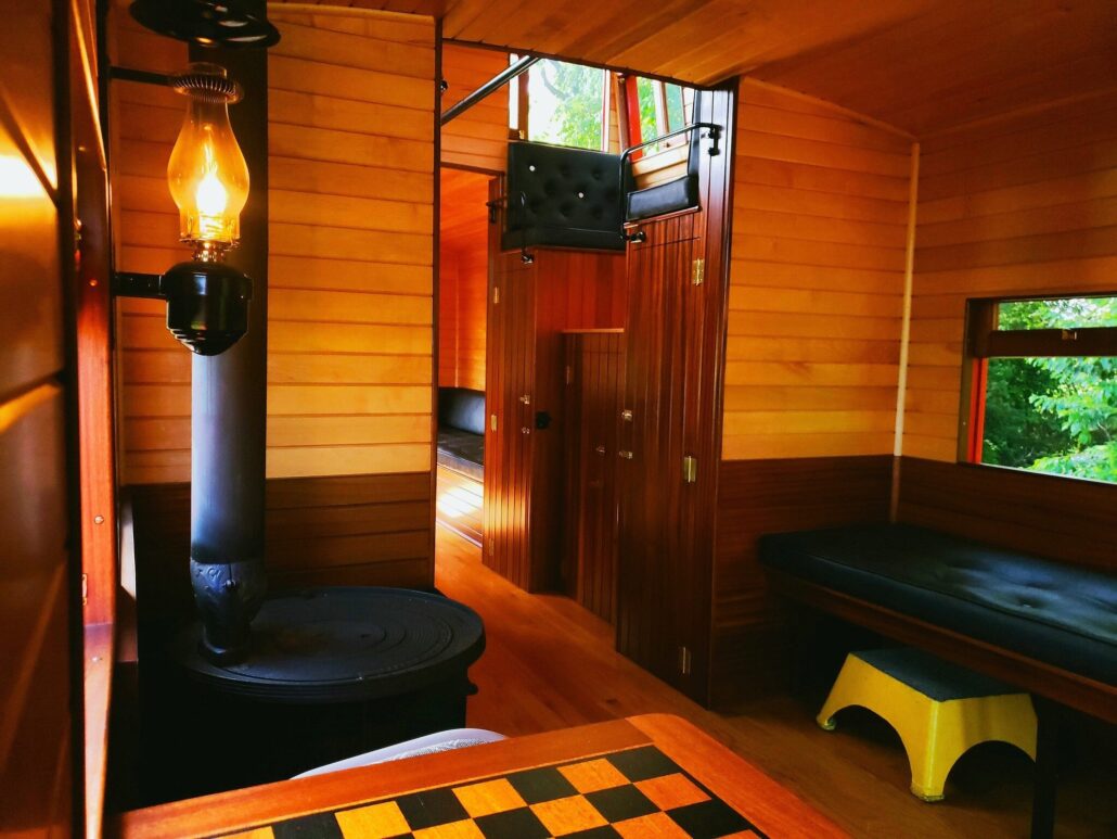 Woodstowncentral Tour Train Interior Wood Stove Lantern